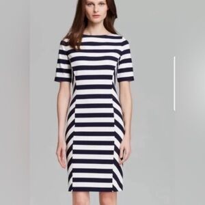 Tory Burch Augusta Fitted Blue White Sheath Striped Nautical Dress